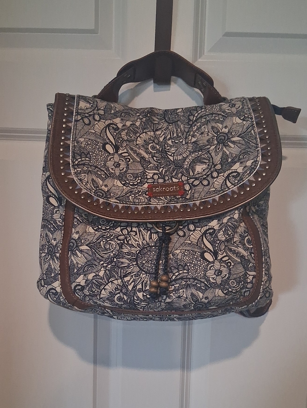 Sakroots Boho Style Canvas Backpack Purse with Convertable Strap